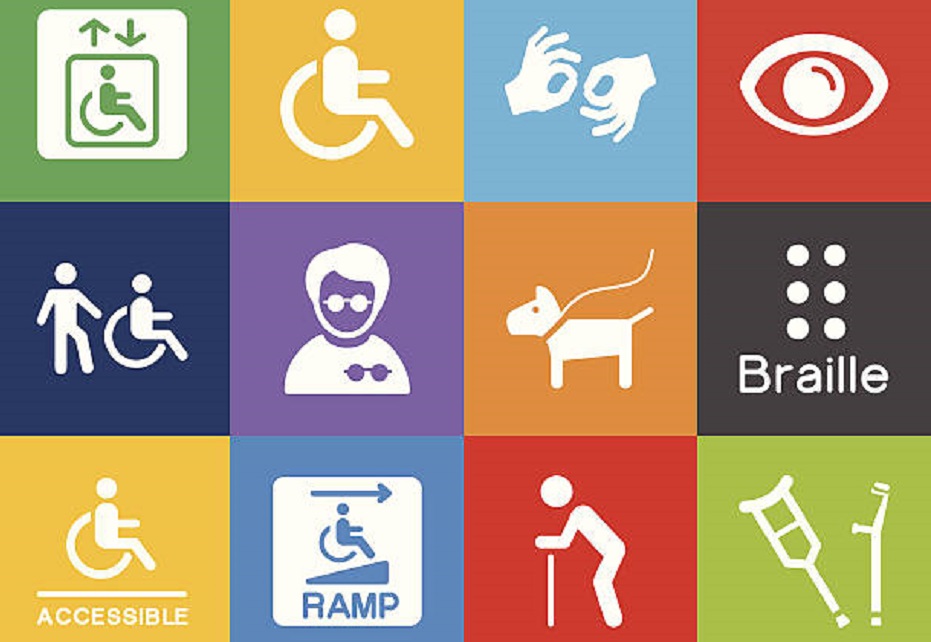 Icons representing twelve different disabilities to consider